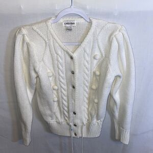 Cristina Dress Cardigan Women’s Size Medium Ivory Acrylic Button Up LS
